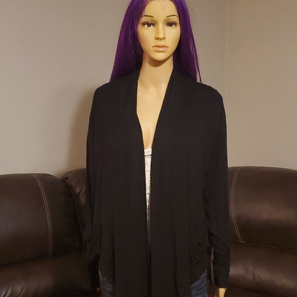 Forever 21 black open cardigan lace back medium